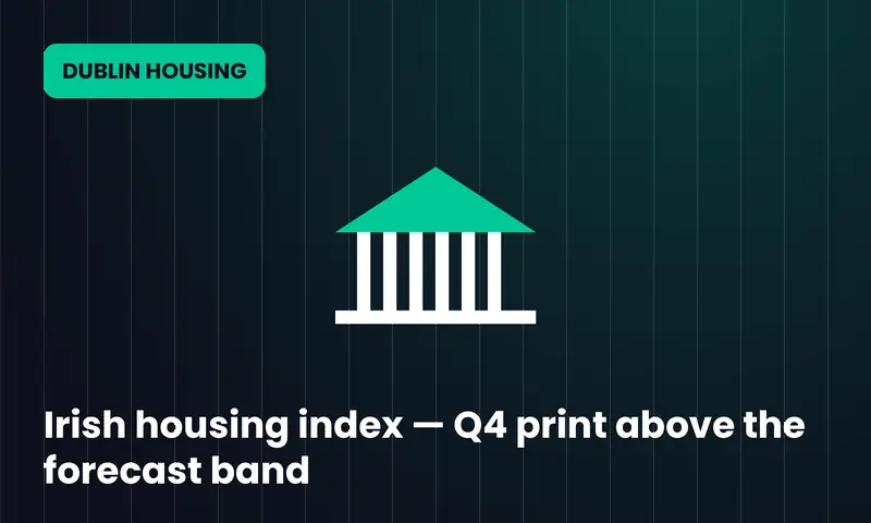 Irish housing index — Q4 print above the forecast band